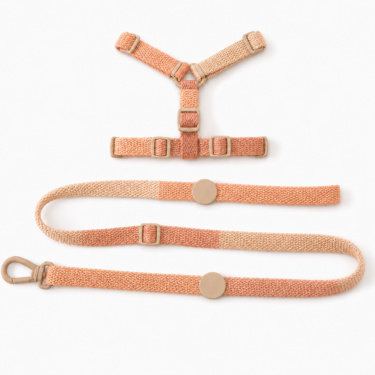 Adjustable Cat Harness and Lead Set with Secure Buckles – Peach