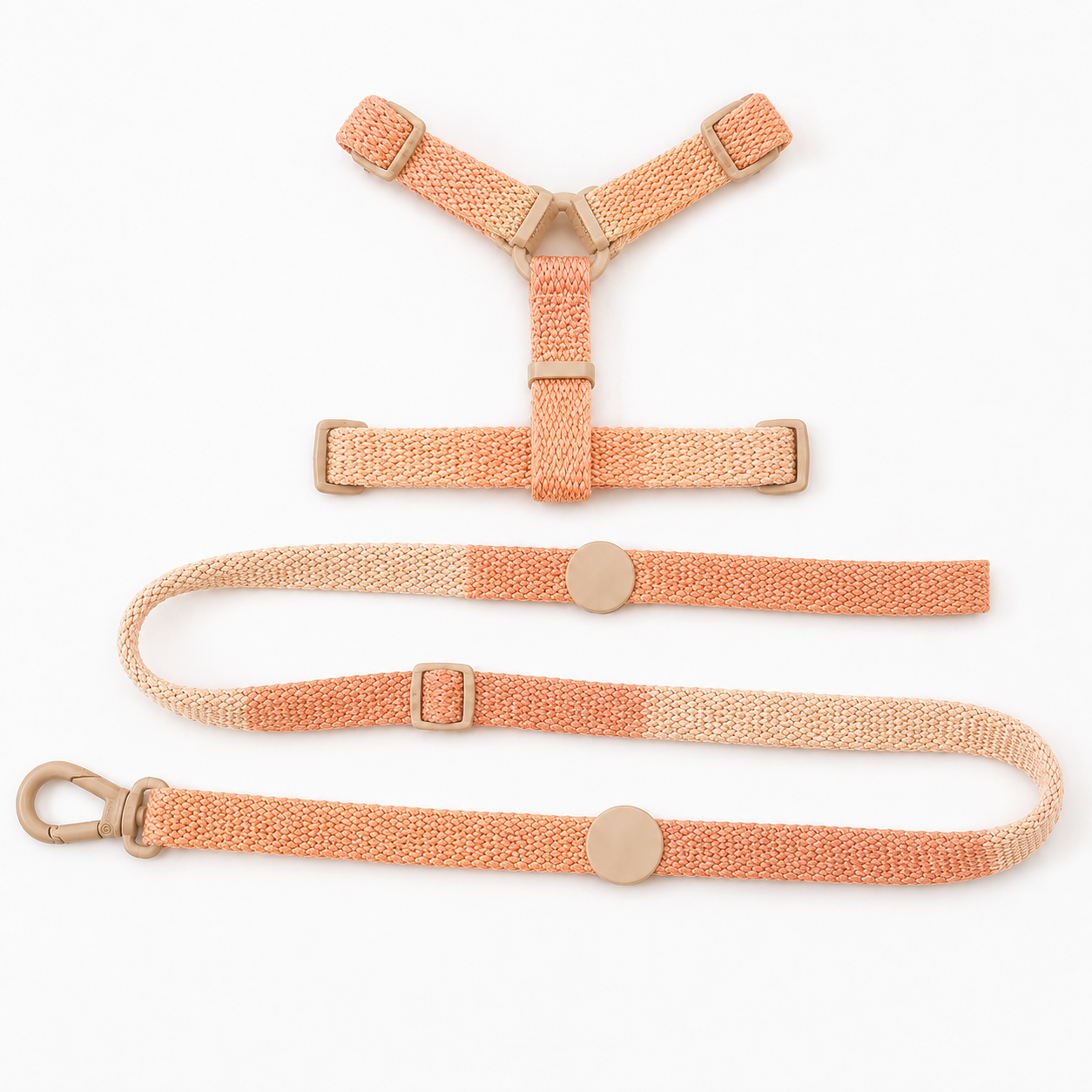 Adjustable Cat Harness and Lead Set with Secure Buckles – Peach