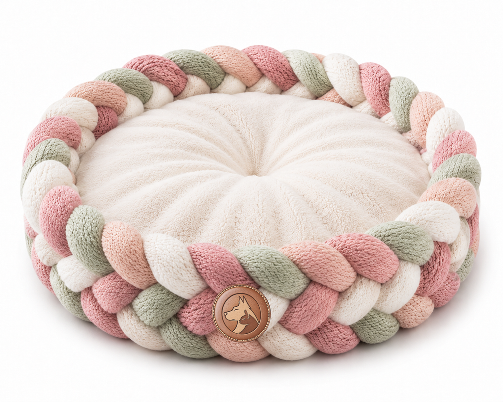 Handwoven Braided Calming Pet Bed Round Plush Nest