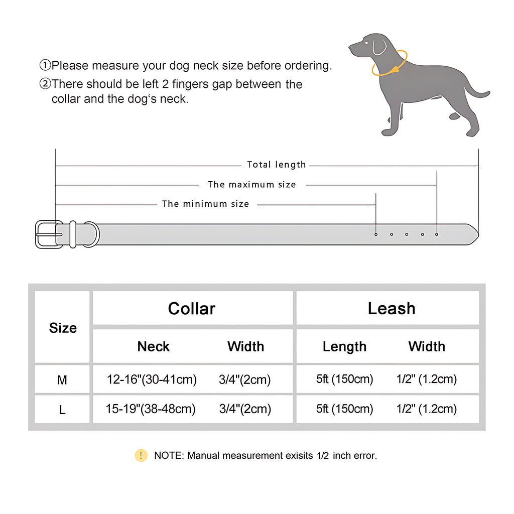 Genuine Leather Dog Collar And Leash Set For Large Dogs