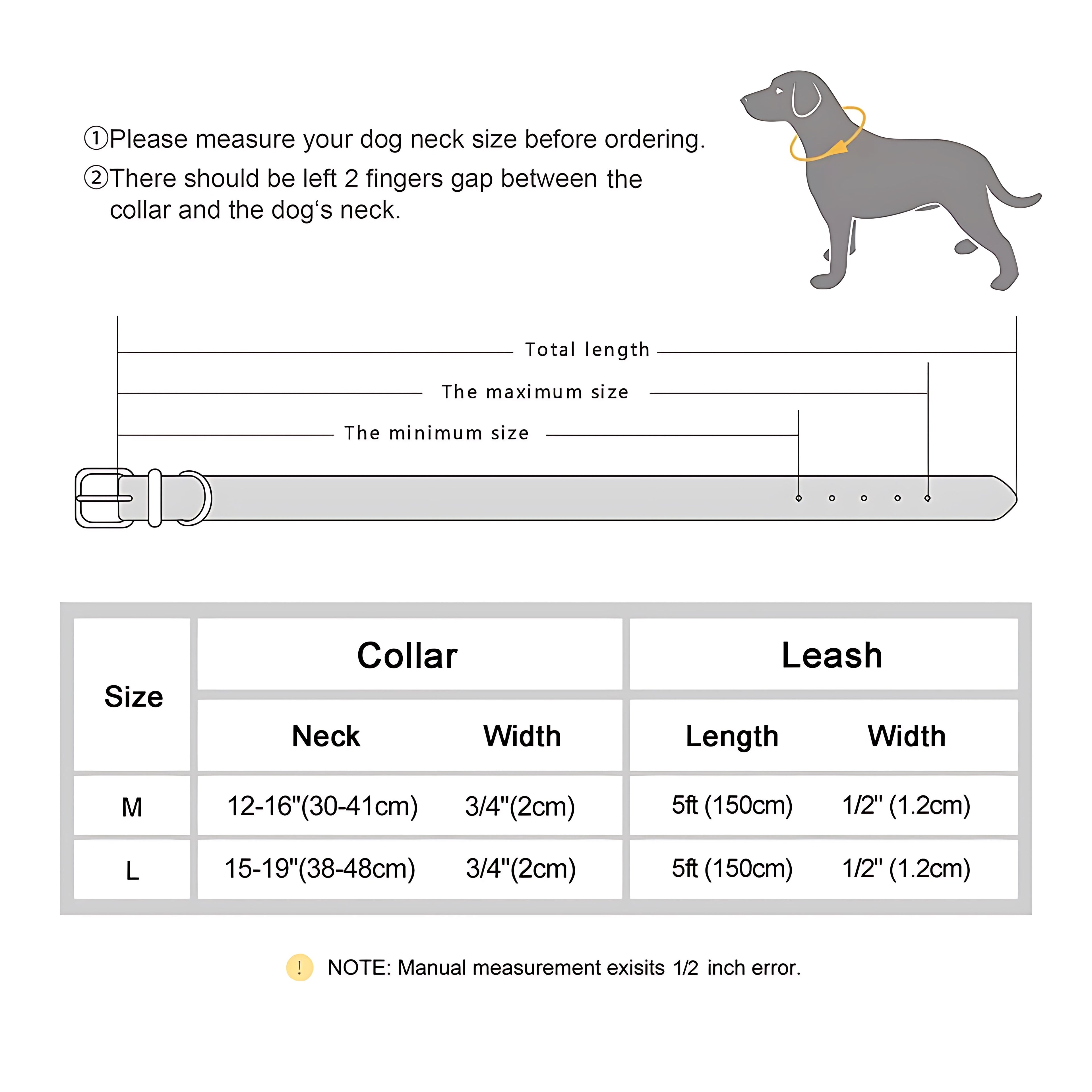 Genuine Leather Dog Collar And Leash Set For Large Dogs