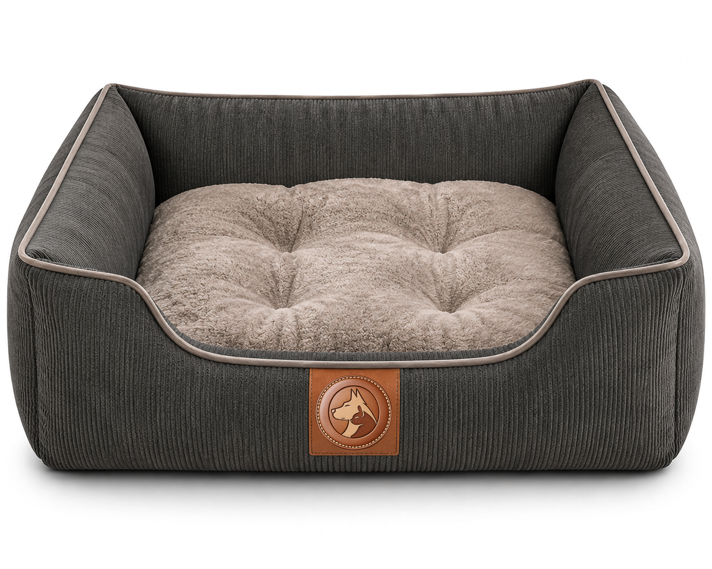 Corduroy Orthopedic Pet Sofa Bed – Plush Raised Sides