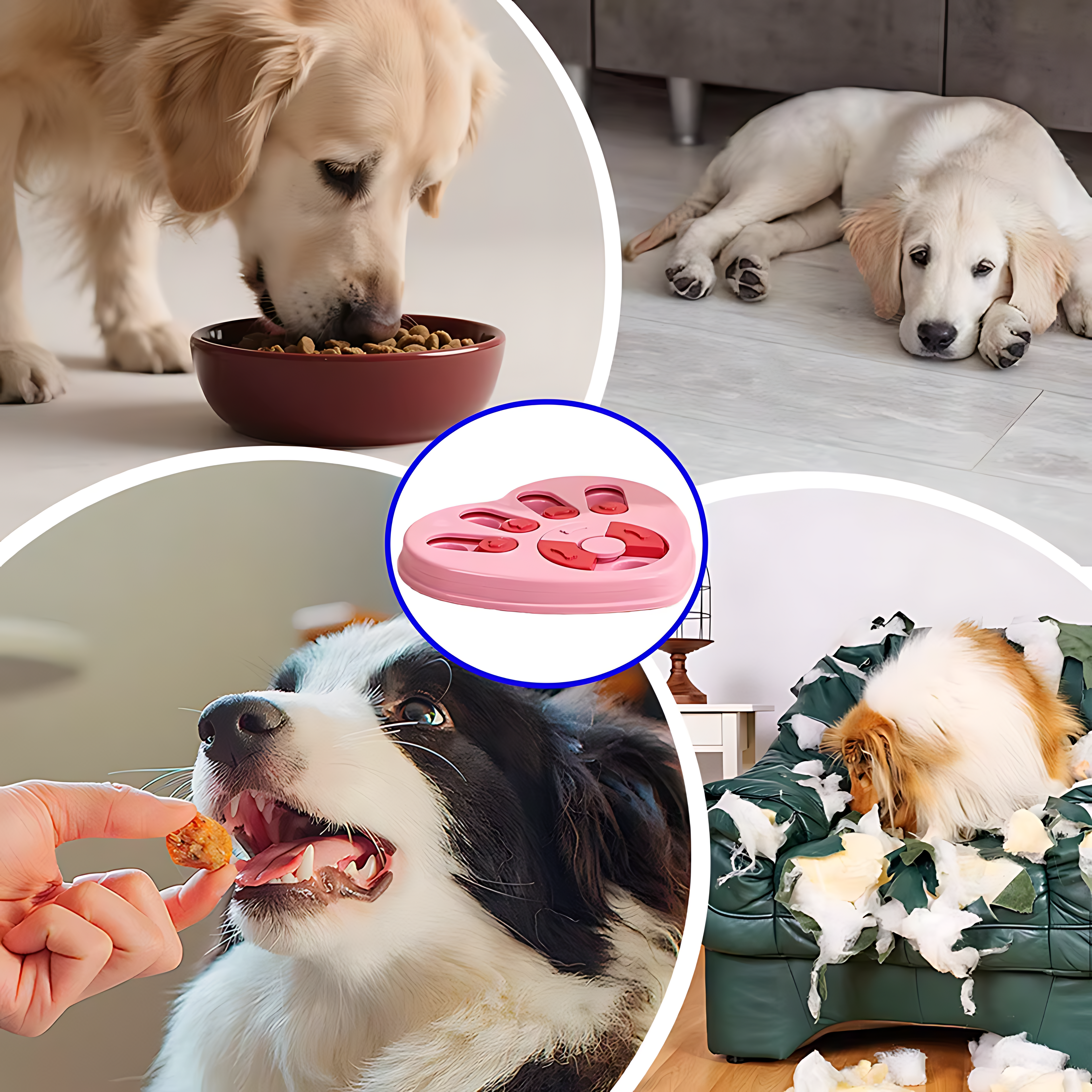 Interactive Dog Treat Puzzle Toy with Sliding Compartments