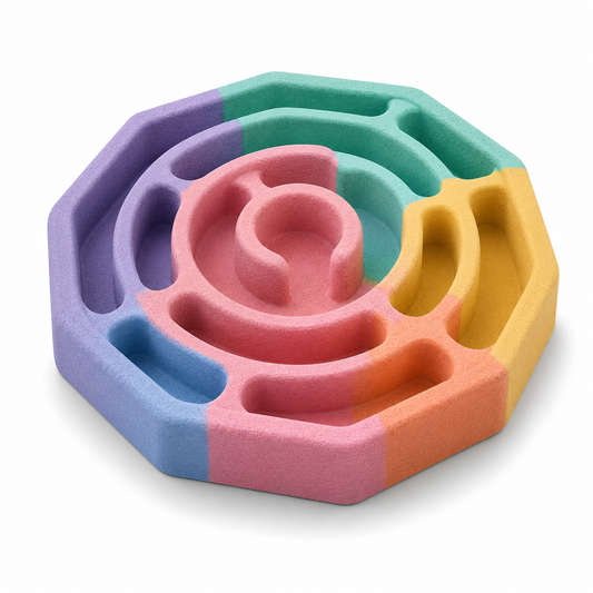 Multicolour Maze Slow Feeder Dog Bowl with Raised Spiral Design
