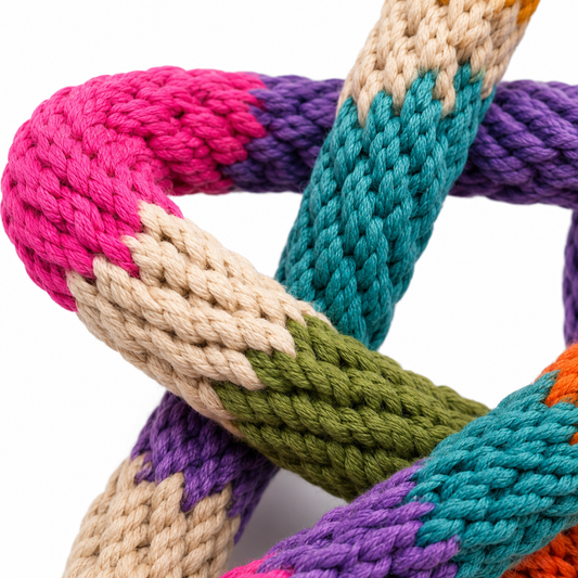 Multicolour Star-Shaped Braided Rope Toy for Cats with Carry Loop