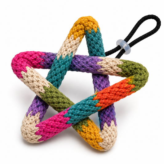 Multicolour Star-Shaped Braided Rope Toy for Cats with Carry Loop