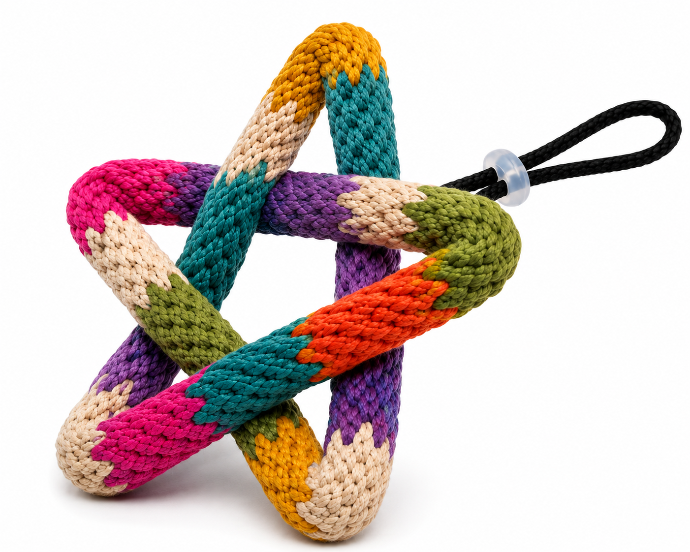 Multicolour Star-Shaped Braided Rope Toy for Cats with Carry Loop