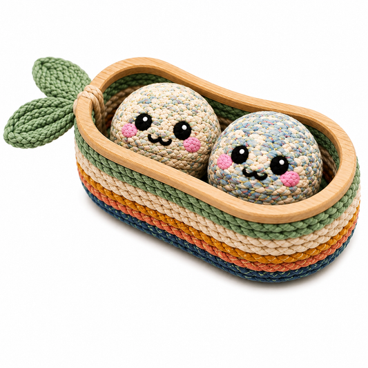Pea Pod-Shaped Braided Rope Activity Toy for Dogs with Two Balls