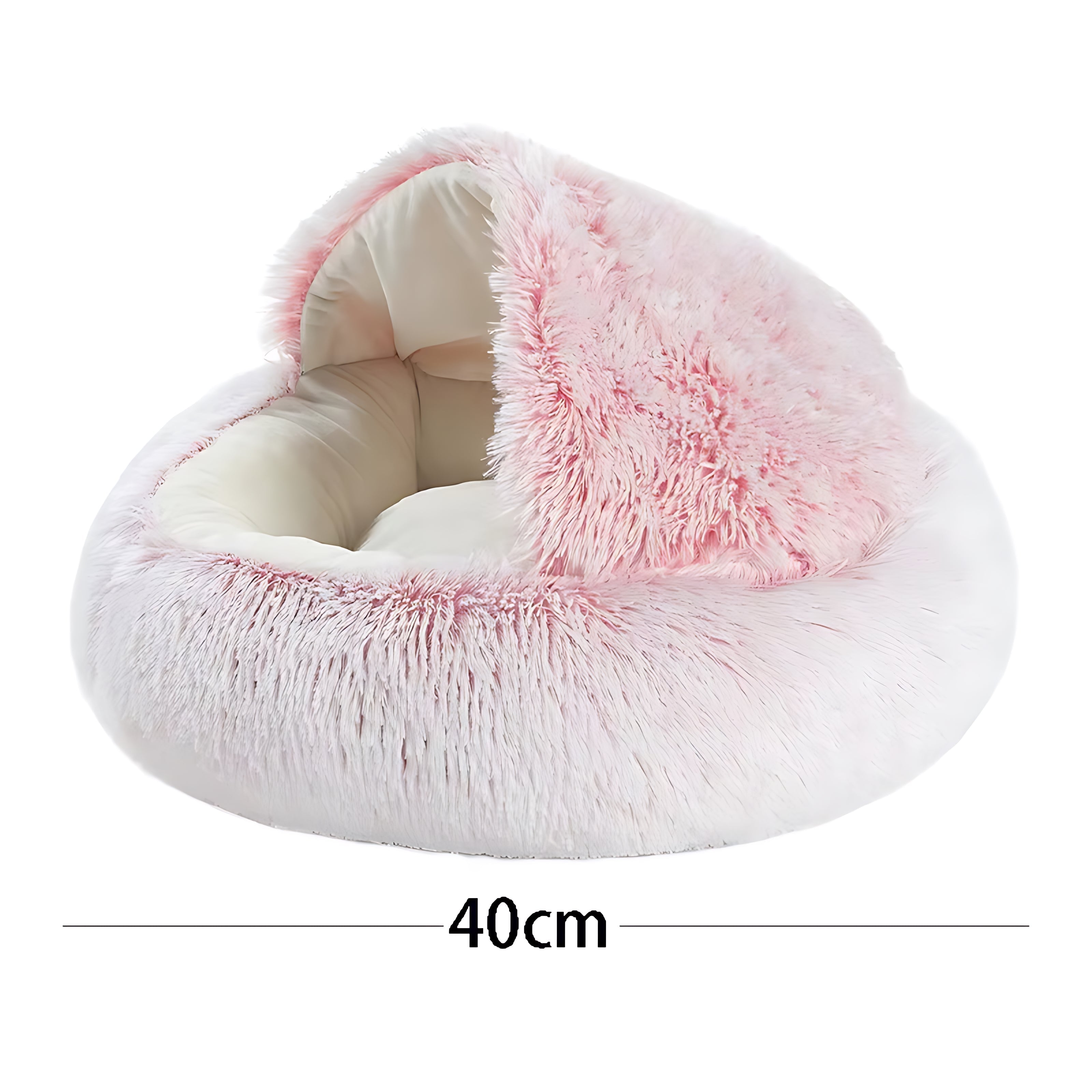 Round Plush Cat & Small Dog Bed – Warm Soft Sleeping Nest with Cover