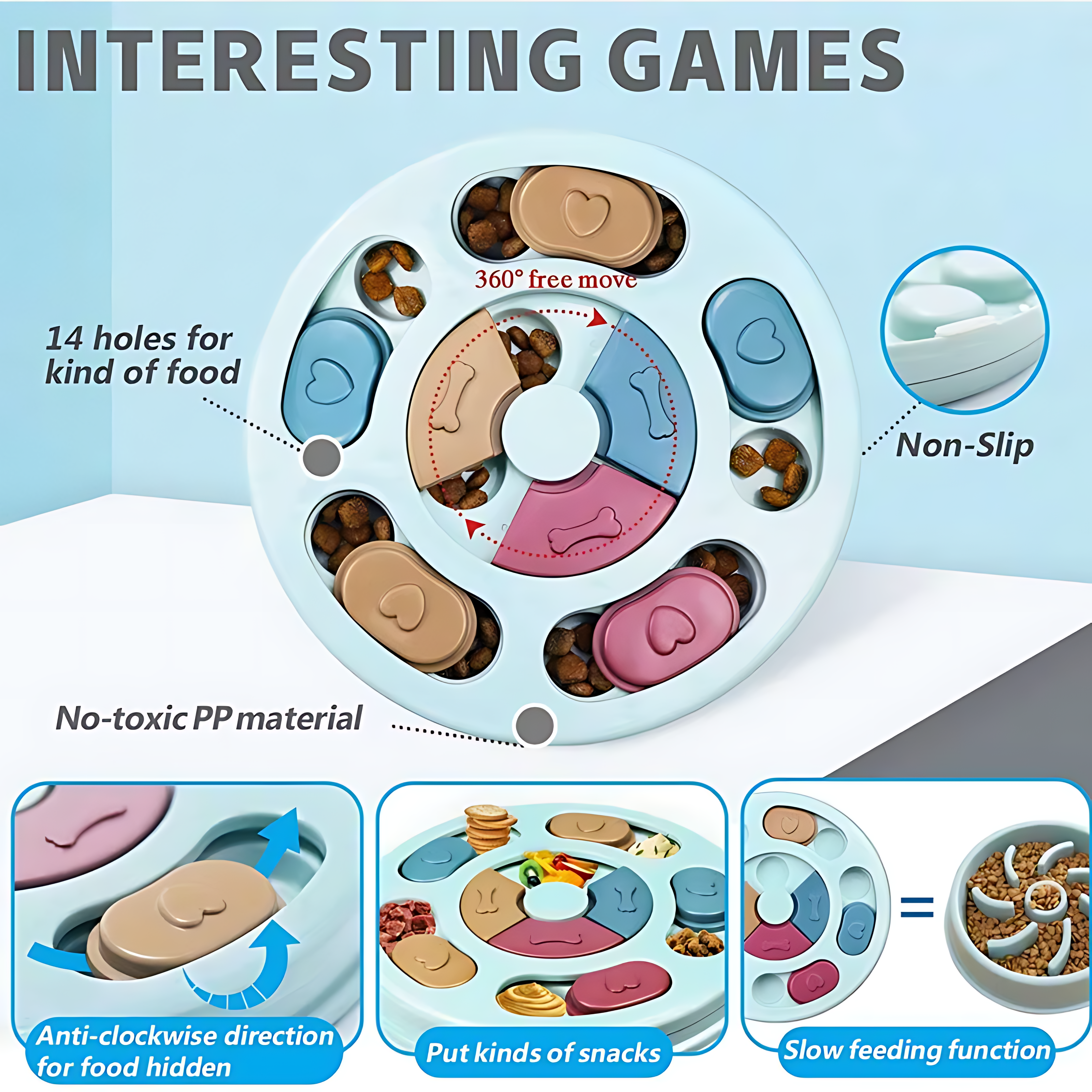 Slow Feeder Dog Puzzle Bowl – Interactive Feeding Toy for Dogs