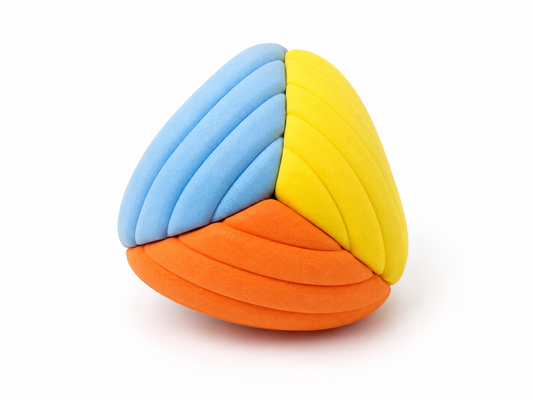 Tri-Colour Triangular Dog Activity Toy with Layered Grip Design