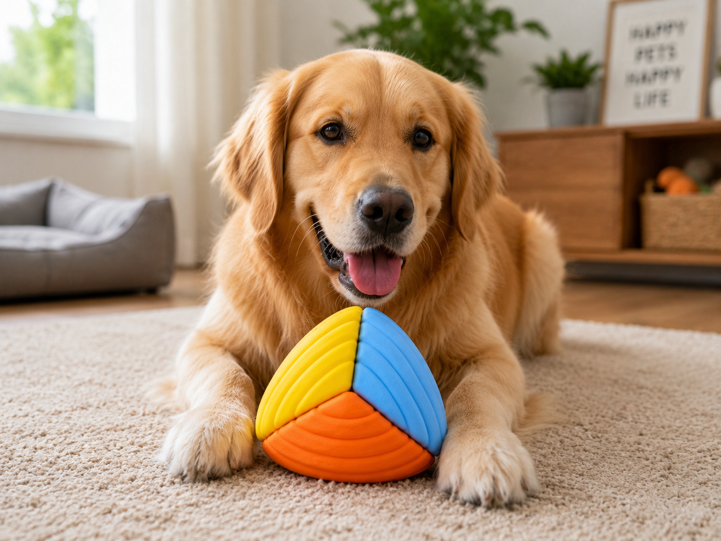 Tri-Colour Triangular Dog Activity Toy with Layered Grip Design