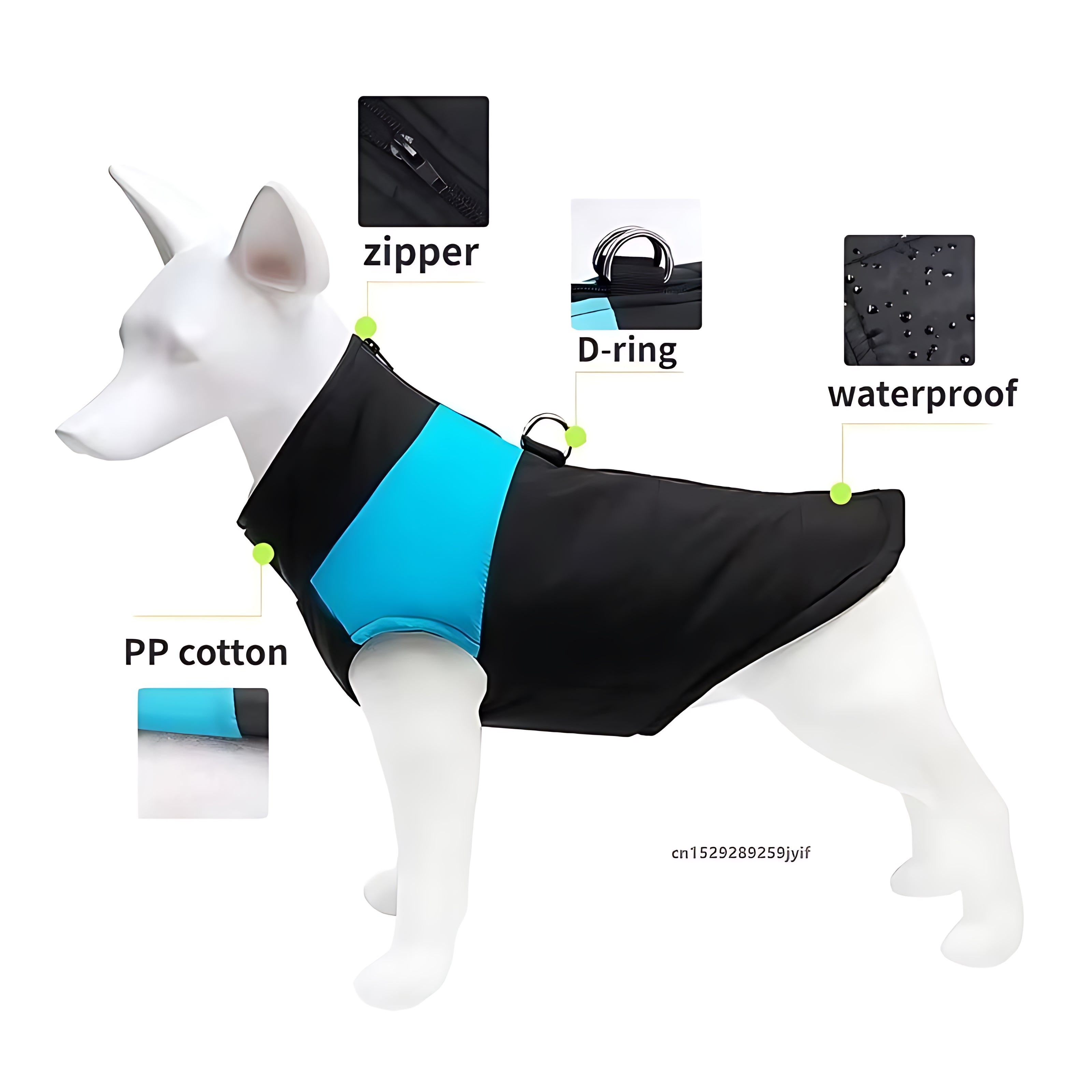 Waterproof Dog Winter Jacket – Warm Padded Coat with Zipper